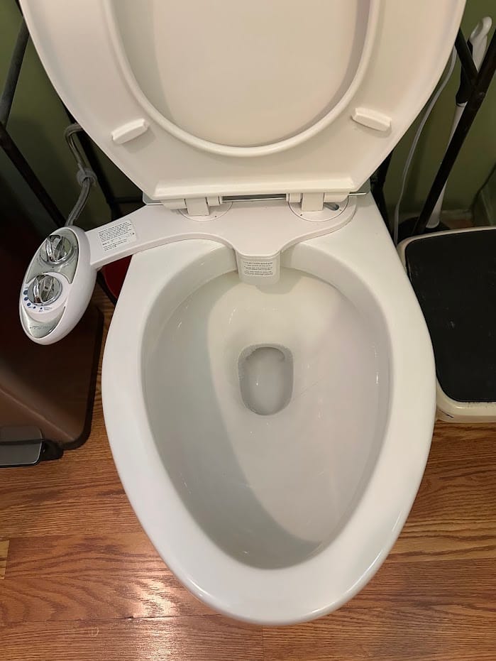 The same toilet, scrubbed clean.